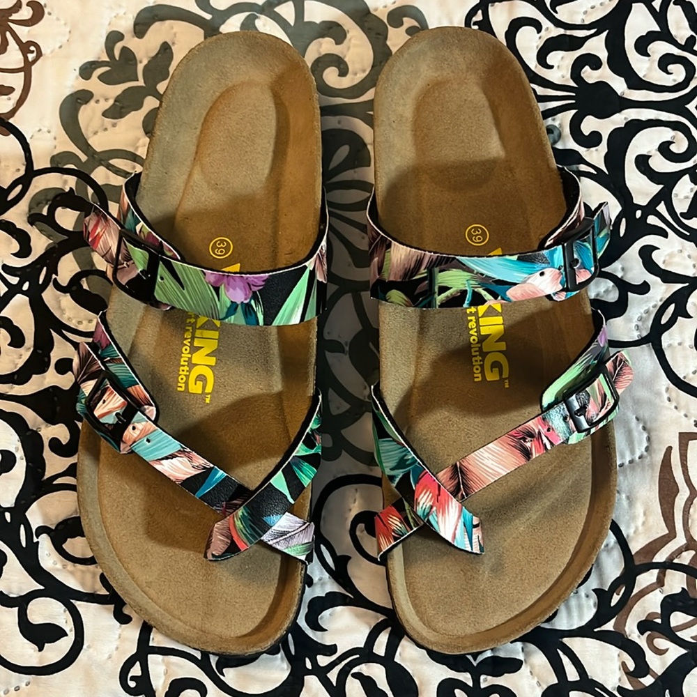 Viking Tropical Palm Print Sandals